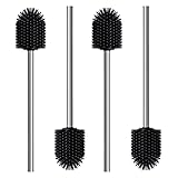 Nirox 4er Set Silikon Klobürste Schwarz - Toilettenbürste mit Edelstahlstiel -...