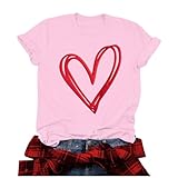 Flodxo Kurzärmeliges Oberteil für Damen, Herzdruck, T-Shirts für Damen,...