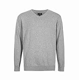 Krumba Herren Baumwolle Übergroß V-Ausschnitt Klassik Pullover 4XL Grau