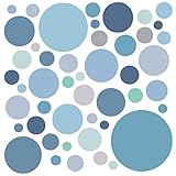 WandSticker4U®- 6 Bögen, 93 PUNKTE zum Kleben, pastell BLAU GRÜN TÜRKIS GRAU I...