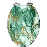 Länglicher WC-Sitz abstrakt Golden und Dunkelgrün gemischte Acrylfarben Marmorharz...