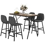 HOMCOM Bartisch mit Barhocker Set, 5-teilige Essgruppe, Küchentisch, Bistrotisch mit 4...