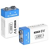 9V Wiederaufladbare Batterien 1300mAh 9 Volt Alkaline Batterie Langlebige Power...