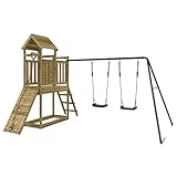 Festnight Spielturm mit Schaukel Kletterwand Kletterturm Spielplatz Outdoor Kinder...