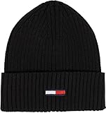 Tommy Jeans Herren Strickmütze Tjm Elongated Flag Beanie Wintermütze, Schwarz (Black),...