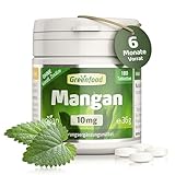Mangan hochdosiert - mit 10mg Mangan pro Tag (180 vegane Tabletten) - Essentiell für den...