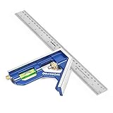 WORKPRO Kombinationswinkel 300mm, Anschlagwinkel Universalwinkel mit Wasserwaage...