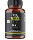 Kelp Kapseln Bio hochdosiert - 120 Stück - 165 mg Natürliches Jod - Kelpalgen -...