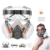 Whemyreat Wiederverwendbare Vollgesichts-Atemschutzmaske mit Filter and Brille Gasmaske...