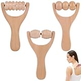 3-Teilig Massageroller Holz,Mit Griff Massage Roller,Multifunktion Massageroller...