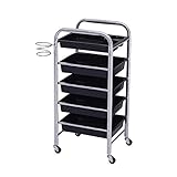 Schönheitssalon Rolling Trolley mit 5 Schubladen, Spa -Tattoo mit Haartrocknerhalter,...