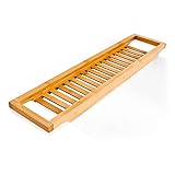 Relaxdays Badewannenablage aus Bambus mit Gitter HBT: 4 x 64 x 15 cm...