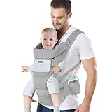 IULONEE Neugeborene Babytrage, Ergonomisch Babytrage mit Hüftsitz Multifunktional...