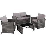 TecTake Lounge Gartenmöbel Set aus Poly Rattan für den Garten, Möbel für den Balkon,...