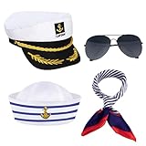 Kapitänsmütze Hut Kapitän Kostüm Set, Yacht Hut Seemanns Kostüm Zubehör...