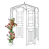 Relaxdays Rosenpavillon Metall, Rankhilfe für Kletterpflanzen, Garten, dekorativer...