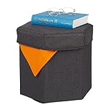 Relaxdays Sitzhocker mit Stauraum, faltbar, weich gepolstert, Wohnzimmer, Stoff, HBT...