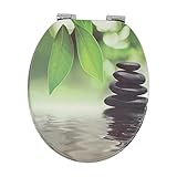 WC Sitz mit Absenkautomatik Klobrille mit Absenkautomatik Schnellverschluss, MDF Holzker...