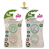 NIP Cherry Rundsauger Schnuller Day & Night Set 4 Stk.// Gr.1 0-6 Monate // Hellgrün &...