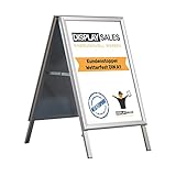 DISPLAY SALES Kundenstopper wetterfest A1 silber SLIM | Plakatständer mit 25 mm...