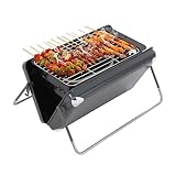 Campinggrills, 2-in-1 Tischgrill mit Holzkohlebehälter, Gasventil und Gasbrenner,...