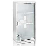 Medizinschrank xxl inkl. 2 Schlüssel Medikamentenschrank 48,5 x 25 x 12cm Edelstahl...