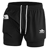 LORSPORTCH Herren Laufshorts 2 in 1 Shorts Gym Athletic Shorts Outdoor Marathon...