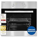 Exquisit Einbaubackofen, Backofen Einbaugerät Silber, 62 L Garraum, Einfache...