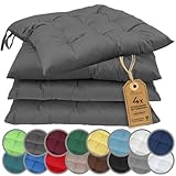 NatureMark 4er Set Stuhlkissen mit Bändern 40x40 cm – Gefüllte Sitzkissen, Outdoor &...