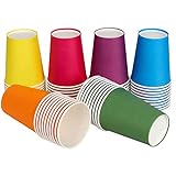 PALUDO 60 Stück Bunte Pappbecher, 250 ml Mehrfarbig Partybecher, Einwegbecher...