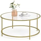 VASAGLE Runder Couchtisch, Wohnzimmertisch mit Stahlgestell, Salontisch,...