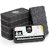 OfficeTree 6 x Whiteboard Schwamm Magnetisch - Schwarz - Whiteboard Reiniger entfernt...
