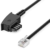 deleyCON 1m Telefonkabel TAE-F Stecker auf RJ11 Stecker Int. Norm 6P4C Flachkabel Analoge...