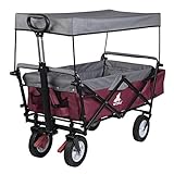 WOLTU Bollerwagen faltbar Handwagen Gartenwagen mit Dach, Rollen mit Bremse, Strandwagen...