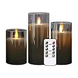 XINGGANG LED Kerzen 3er Set Flammenlose Kerze mit Fernbedienung Timerfunktion...
