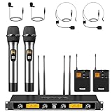 TONOR 4-Kanal UHF Mikrofon Kabellos Set mit Handmikrofon/Bodypack...