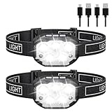 Opdestn Camping Stirnlampen - 2 Stück Jogging Stirnlampe - LED 6 Modi 350 Lumen...