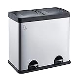 SVITA T2X24 Edelstahl Mülleimer 48 Liter Silber 2 x 24L Treteimer Abfalleimer...