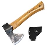 Xforst Wikinger Axt Beil Trekkingbeil Handbeil X-AG1Black, Stiel aus Hickoryholz +...