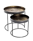 HAKU Möbel Beistelltisch 2er Set Kupfer, schwarz, Metall - Maße: H 38/48 cm x Ø 41/51...