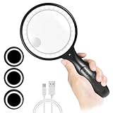 Lupe mit Licht, 60 Fach 30 Fach 33 LED Handlupe 30X Leselupe mit Licht, USB-Aufladung Lupe...
