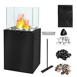 XMTECH Rechteck Freistehender Bio-Ethanol Stand-Kamin für Indoor und Outdoor, Kamin...