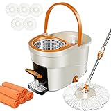 ZNM Wischmopp Set mit Eimer, Mikrofaser Bodenwischer mit Fußpedal, 145cm...