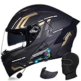 Yirunfa Klapphelm mit Bluetooth Motorradhelm Herren, ECE Zertifiziert Sturzhelm,...