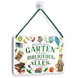 Garten und Bibliothek Cicero Blechschild 18x12cm mit Kordel & Saugnapf - Vintage...
