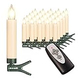 25 kabellose LED Kerzen mit Timerfunktion, Dimmer, flackernde Flamme und...