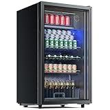 TRIUMPHKEY Getränkekühlschrank, 85L Kühlschrank klein mit blaue LED Beleuchtung,...