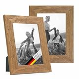 Bilderrahmen 13x18 cm Holz Eiche-Optik, 2er Set Echtholz-Rahmen rustikal, Strandhaus, Made...
