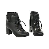 Lolita Stiefeletten mit Reißverschluss für Damen, Plateauabsatz, Schwarz , 43 EU