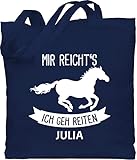 Baumwolltasche - Pferd Pferde - Mir reichts ich geh reiten - Unisize - Navy Blau...